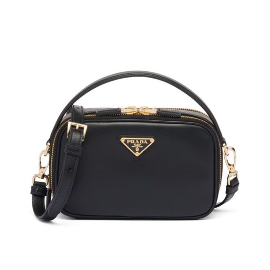 Fake Prada Odette Leather Mini-bag 1BH203 Black Replica