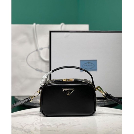 Fake Prada Odette Leather Mini-bag 1BH203 Black Replica