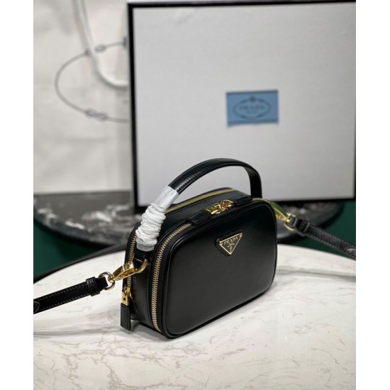 Fake Prada Odette Leather Mini-bag 1BH203 Black Replica