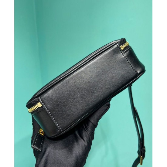 Fake Prada Odette Leather Mini-bag 1BH203 Black Replica