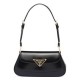 Replica Prada Brushed Leather Shoulder Bag 1BD345 Black Fake Prada Brushed Leather Shoulder Bag 1BD345 Black Replica