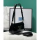 Replica Prada Brushed Leather Shoulder Bag 1BD345 Black Fake Prada Brushed Leather Shoulder Bag 1BD345 Black Replica