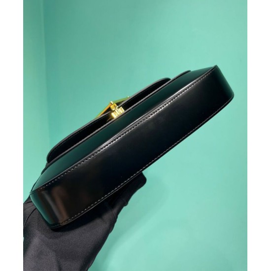 Replica Prada Brushed Leather Shoulder Bag 1BD345 Black Fake Prada Brushed Leather Shoulder Bag 1BD345 Black Replica