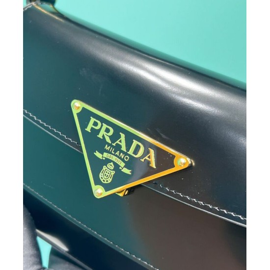 Replica Prada Brushed Leather Shoulder Bag 1BD345 Black Fake Prada Brushed Leather Shoulder Bag 1BD345 Black Replica