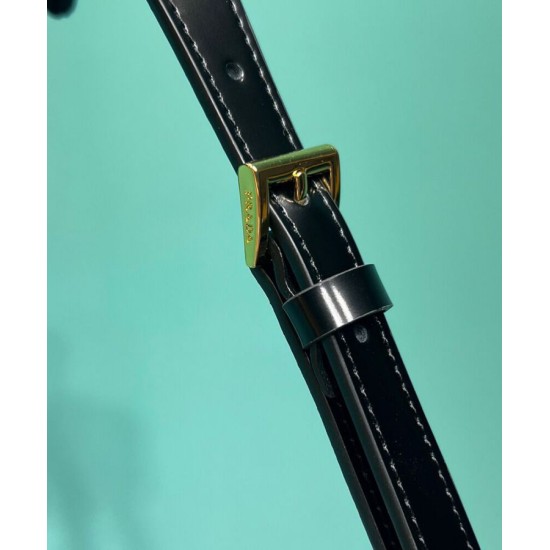 Replica Prada Brushed Leather Shoulder Bag 1BD345 Black Fake Prada Brushed Leather Shoulder Bag 1BD345 Black Replica