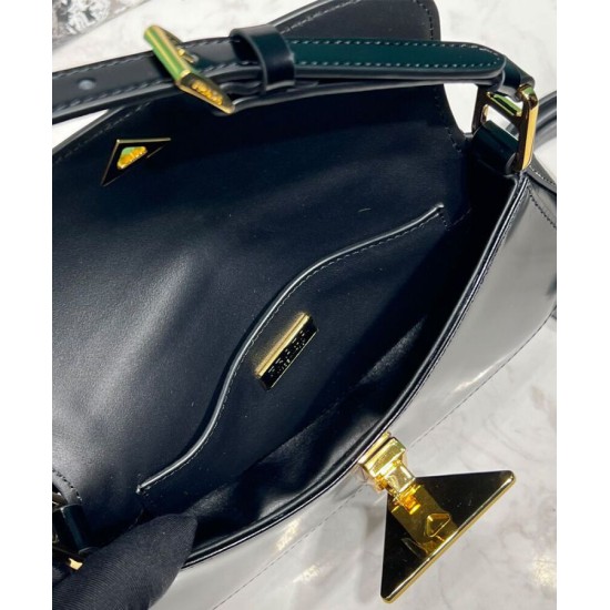 Replica Prada Brushed Leather Shoulder Bag 1BD345 Black Fake Prada Brushed Leather Shoulder Bag 1BD345 Black Replica