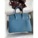 Replica Hermes Birkin 25 Retourne Bag Blue Jean Clemence