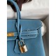 Replica Hermes Birkin 25 Retourne Bag Blue Jean Clemence