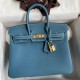 Replica Hermes Birkin 25 Retourne Bag Blue Jean Clemence