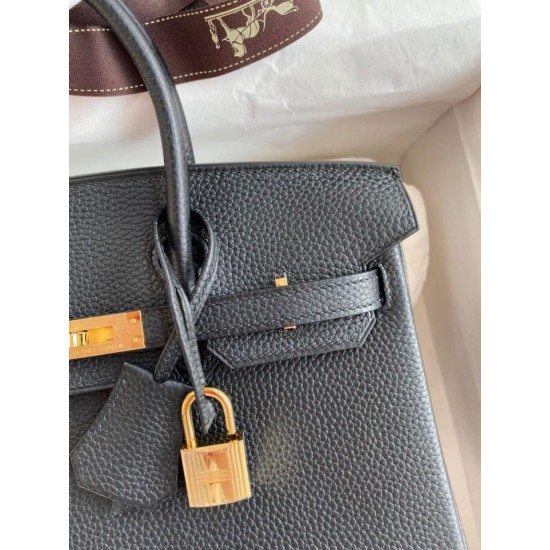 Replica Hermes Birkin 25 Retourne Handmade Bag Black Clemence