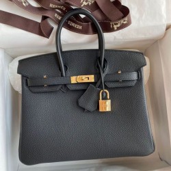 Replica Hermes Birkin 25 Retourne Handmade Bag Black Clemence