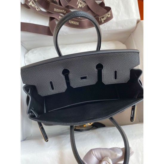 Replica Hermes Birkin 25 Retourne Handmade Bag Black Clemence