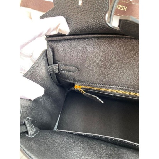 Replica Hermes Birkin 25 Retourne Handmade Bag Black Clemence