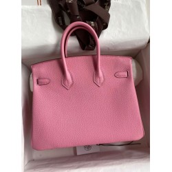 Replica Hermes Birkin 25 Retourne Bag Pink Clemence