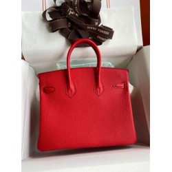 Replica Hermes Birkin 25 Retourne Bag Red Clemence