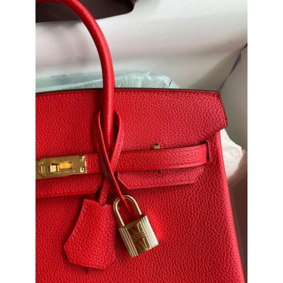 Replica Hermes Birkin 25 Retourne Bag Red Clemence