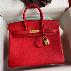 Replica Hermes Birkin 25 Retourne Bag Red Clemence