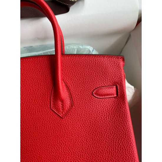 Replica Hermes Birkin 25 Retourne Bag Red Clemence
