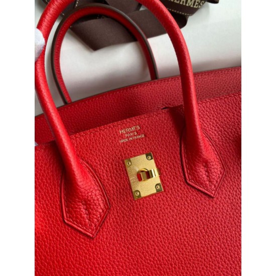 Replica Hermes Birkin 25 Retourne Bag Red Clemence