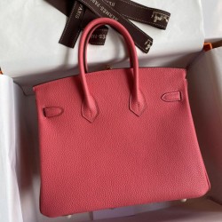 Replica Hermes Birkin 25 Retourne Handmade Bag Rose Lipstick Clemence