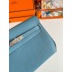 Replica Hermes Kelly Depeches 25 Pouch Blue Jean Epsom Calfskin