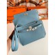 Replica Hermes Kelly Depeches 25 Pouch Blue Jean Epsom Calfskin