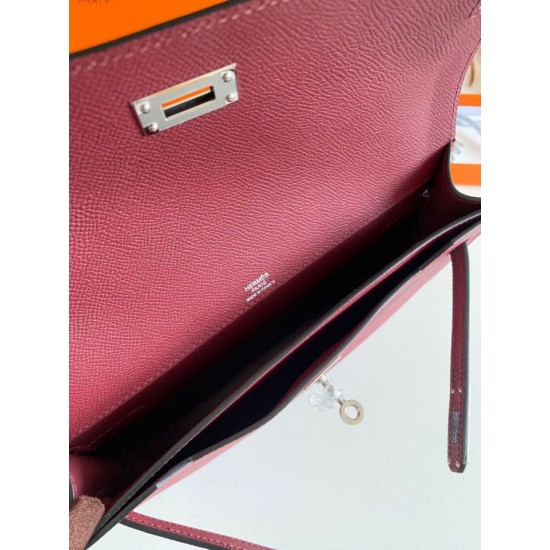 Replica Hermes Kelly Depeches 25 Pouch Bordeaux Epsom Calfskin