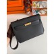 Replica Hermes Kelly Depeches 25 Pouch Black Epsom Calfskin