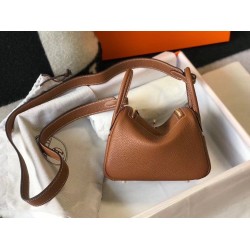 Replica Hermes Lindy Mini Bag Gold Clemence Calfskin