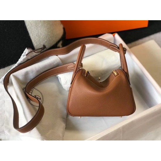 Replica Hermes Lindy Mini Bag Gold Clemence Calfskin