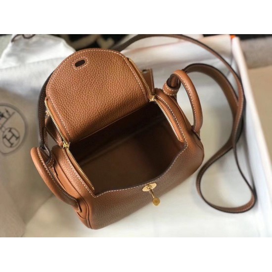 Replica Hermes Lindy Mini Bag Gold Clemence Calfskin