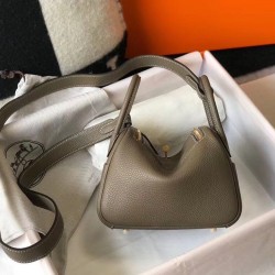 Replica Hermes Lindy Mini Bag Taupe Clemence Calfskin