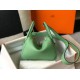 Replica Hermes Lindy Mini Bag Green Clemence Calfskin