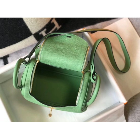 Replica Hermes Lindy Mini Bag Green Clemence Calfskin