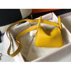 Fake Hermes Lindy Mini Bag Yellow Clemence Calfskin Replica