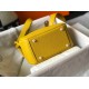 Fake Hermes Lindy Mini Bag Yellow Clemence Calfskin Replica