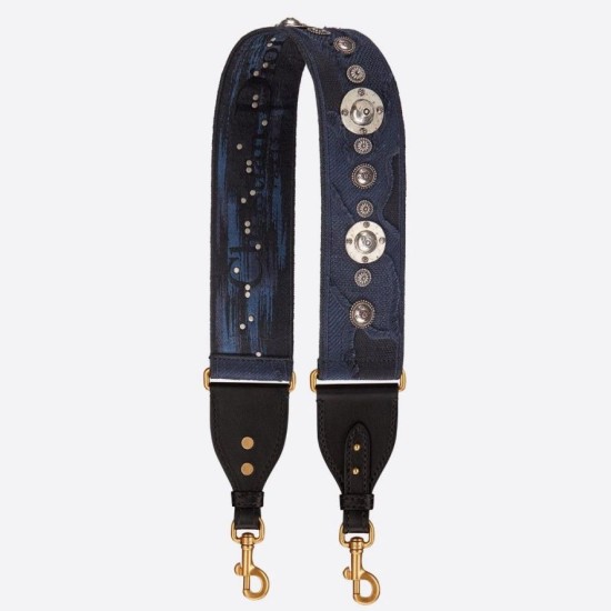 Replica Dior Shoulder Strap Camouflage Embroidered Canvas Blue