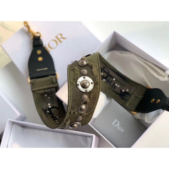 Fake Dior Shoulder Strap Camouflage Embroidered Canvas Green Replica