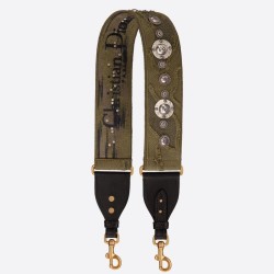 Fake Dior Shoulder Strap Camouflage Embroidered Canvas Green Replica
