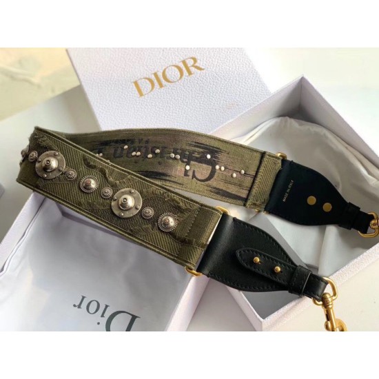 Fake Dior Shoulder Strap Camouflage Embroidered Canvas Green Replica