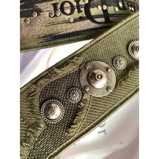 Fake Dior Shoulder Strap Camouflage Embroidered Canvas Green Replica