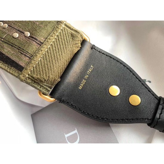 Fake Dior Shoulder Strap Camouflage Embroidered Canvas Green Replica