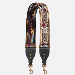 Fake Dior Embroidered Canvas Shoulder Strap Replica