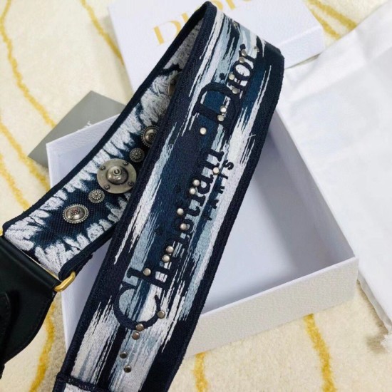 Fake Dior Blue Multicolor Tie Dior Embroidery Shoulder Strap Replica