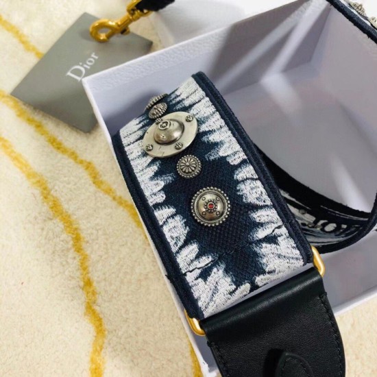 Fake Dior Blue Multicolor Tie Dior Embroidery Shoulder Strap Replica