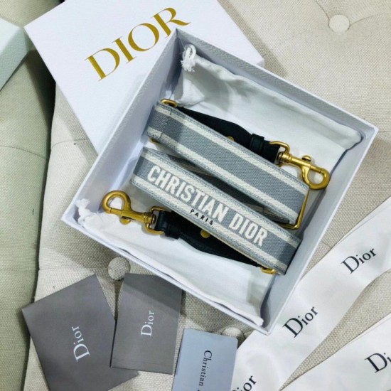 Replica Dior Embroidery Adjustable Shoulder Strap Grey
