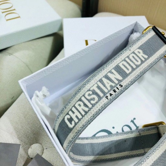 Replica Dior Embroidery Adjustable Shoulder Strap Grey