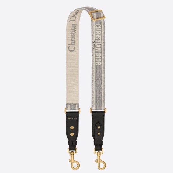 Replica Dior Embroidery Adjustable Shoulder Strap Grey