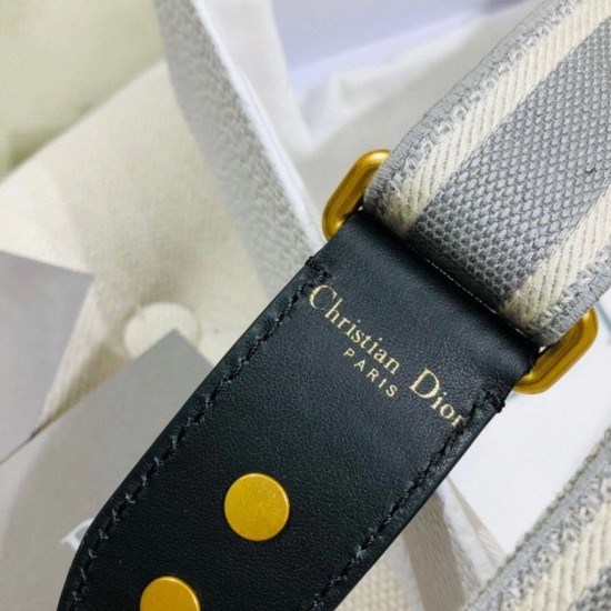 Replica Dior Embroidery Adjustable Shoulder Strap Grey