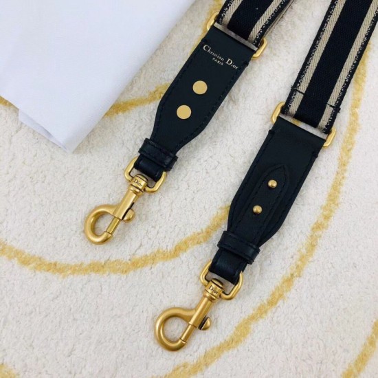 Replica Dior  Embroidery Adjustable Shoulder Strap Black